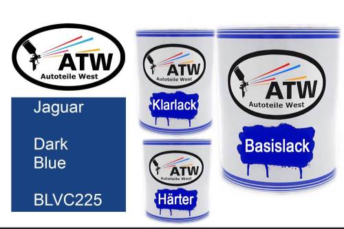 Jaguar, Dark Blue, BLVC225: 1L Lackdose + 1L Klarlack + 500ml Härter - Set, von ATW Autoteile West.
